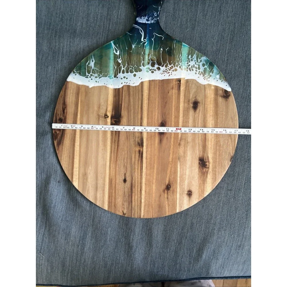 X-large Acacia/Resin charcuterie cheese bread board with handle 22.5” x 17”